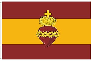 WORLDFLAGS BANDERA DE ESPAÑA SAGRADO CORAZON DE JESUS. RASO PREMIUM 110 GR. TAMAÑO GRANDE 150X90