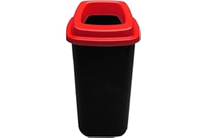 HOMECENTRE Home Centre Plastic Recycling Kitchen Office Waste Bin 45 Litre Red Open Touchless Rim Sorting Waste Segregation Recycle Rubbish Container Six Colour Code Management School Work Trash Box