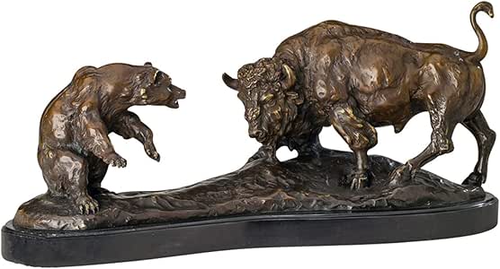 aubaho Bronze Bison und Stier 50cm Bronzefigur Bronzeskulptur Antik