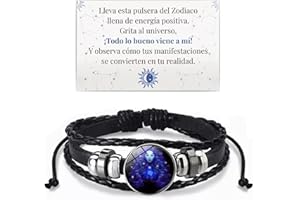 Ashopfun Zodiac Signs Spirit Bracelet,Handmade Woven Multilayer Adjustable 12 Constellation Zodiac PU Leather Bracelets Unisex,Glow in the Dark Zodiac Jewelry Gifts For Women Men