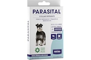 Collar Antiparasitario para Perros Pequeños y Medianos de Parasital - Zotal, Repelente ante Mosquitos, Pulgas y Garrapatas. Activo Frente la Leishmaniasis