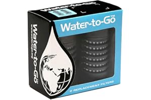 Water to GO Replacement 3 Stage Water Bottle Filter which removes 99.99% of Bacteria & Contaminents and Improves Taste - Hiking, Camping & Travelling (Black - 75cl) - Twin Pack