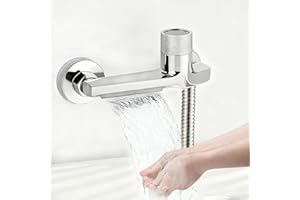 CTDMJ Grifo de bañera con termostato con 2 salidas, grifo de ducha con botón de seguridad, grifo mezclador para bañera y ducha, montaje en pared, cromado