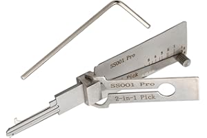 CUMNVULNT Stainless Steel Key Decoder, Master Key Decoder, Lock Pick Decoder for Auto, 2 in 1 Lock Pick, Locksmith Tools Professional(SS001)