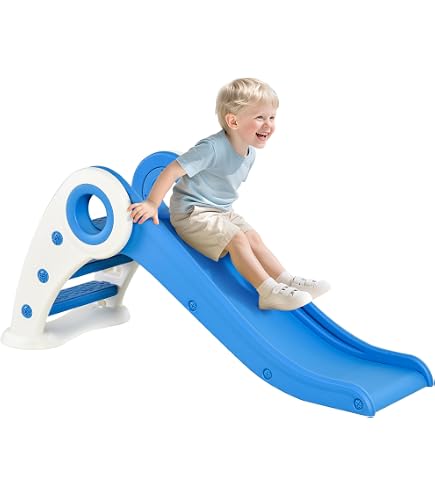 JAMARA 460549 Tobogán Funny Slide – Hecho de plástico Resistente, caño Antideslizante para aterrizajes Suaves, escalones Anchos y Asas de Seguridad, Cuerda estabilizadora, Gris