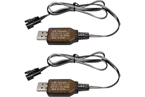 AMZZN 2PCS 7.4V 800mh USB Charging Cable with SM-3P Plug Connector for RC Excavator, Truck, Tank,Huina 1575 RC Engineering Vehicle,DE43 DE60 RC Toy Car,7.4V Battery USB Charger