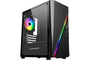 UNYKAch Caja PC Gaming Micro ATX Mini GLAYZE, Frontal ARGB, Cristal Templado Lateral, Ventilador ARGB 120 mm, USB 2.0 y Dos USB 3.0