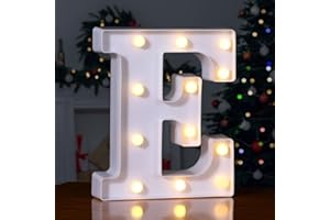 Foaky LED Letter Lights Sign 26 Alphabet Light Up Letters Sign for Night Light Wedding Birthday Party Battery Powered Christmas Lamp Home Bar Decoration (E)