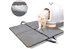 GENERISCH Vegan (70-60 cm), Katzenstreu Matte, Doppelte Schichte Wasserdichte Entwurf Katzenmatte Katzenklo, Bienenwabe Matte Katzentoilette, Cat Litter Mat Schwarz