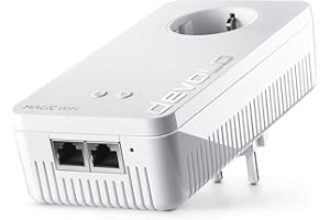 devolo Magic 1 WiFi Erweiterungsadapter, WLAN Powerline Adapter, bis zu 1.200 Mbit/s, Mesh WLAN, WLAN Steckdose, 2x LAN Anschluss, dLAN 2.0, weiß