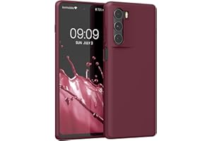 kwmobile Funda para Motorola Moto G200 5G Carcasa - Ultrafina de TPU y Silicona con Bordes elevados anticaídas - Rojo Vino