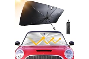 YZDZSW Car Windscreen Cover, Car Windshield Sun Shade Umbrella, 360° Rotation Foldable Front Windscreen Sun Shade Protector for Cars Trucks SUVs(140 x 78 cm)