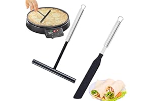 TUNDWHITE 2 Pièces Râteau à Crêpe Etaleur Crepe,Épandeur de Crêpes et Spatule en Acier Inoxydable,Répartiteur de Pâte à Crêpes en Forme de T,Spatule Crepe,pour Gâteaux auxOœufs,Répartir la Pâte à Crêpes,Cuisine