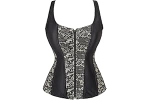 Grebrafan Corsé con Tirantes Burlesque Corset Gotico Mujer Talla Grande