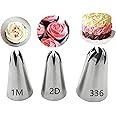 AUTOWRAP -3 Pcs Large Cake Decorating Icing Piping Tip Set, 1M 2D 336 Stainless Steel Frosting Tips Tools DIY Icing Nozzle Tool for Cake Cupcake Cookie Decorating