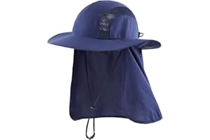 Magracy Outdoor Men's UPF 50+ Sun Protection Safari Hat Summer Wide Brim Sun Hat with Neck Flap