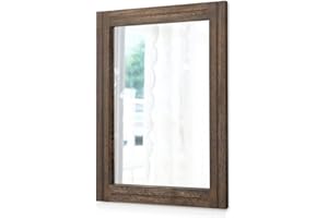 AAZZKANG Rustikaler Holzspiegel Rechteckiger dekorativer Wandspiegel mit Rahmen Schlafzimmer Wohnzimmer Badezimmer Hängespiegel