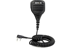 ‎RETEVIS Retevis Dwukierunkowy Mikrofon z Głośnikiem, 2-Pinowy Mikrofon Naramienny Kompatybilny z RT24 RT27 RT22 RT28 RT617 RT618 RT619 TYT Kenwood Walkie Talkie (1 szt.)