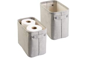 mDesign Set da 2 Portaoggetti bagno – Moderno cestino portaoggetti per carta igienica, asciugamani e molto altro – Pratico organizer bagno in tessuto – grigio chiaro
