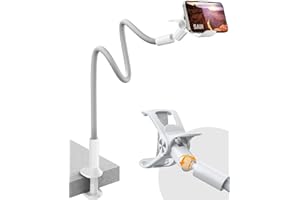 SAIJI Uchwyt na telefon w kształcie łabędzia, elastyczne ramię do łóżka z regulowanym zaciskiem 360°, ulepszona skóra zewnętrzna, uchwyt na telefon komórkowy do wszystkich iPhone'ów, Samsung, Kindle