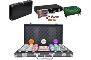 Trendi 'Black Edition' 300 Piece Poker Chip Set with Aluminium Case – Casino Grade Chips, Blackjack Mat, Playing Cards & Dealer Buttons – Ultimate Poker Night Kit for Home Games, Gifts & Travel