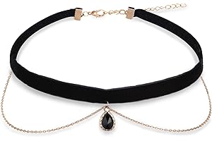 Telooco Aksamitny naszyjnik damski, czarny choker, naszyjnik z zawieszką, regulowana tasiemka w stylu gotyckim, styl gotycki, dla kobiet, panny młodej, wampira, biżuteria do stroju ludowego, One Size,