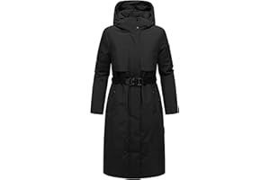 Navahoo Damski płaszcz zimowy, ciepła, wodoodporna parka z (zdejmowanym) kapturem i paskiem w talii, Waldbummler 14 XS-3XL