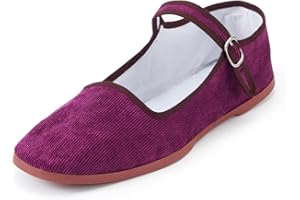 amtax Womens Classic China Flats, Casual China Doll Shoes, Cotton Mary Janes, Chinese Tai Chi Shoes (Purple Velvet, UK Footwear Size System, Adult, Women, Numeric, Medium, 5.5)