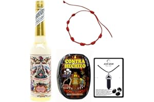 Familycom Florida Agua de Perú Original Pack con Jabón contra hechizo Mal de Ojo, Piedra Agata Negra y Pulsera Roja 7 Nudos .Murray Y LanMan. Amarilla.