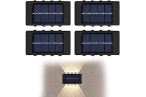 AEUZWR 4 Piezas Aplique Solar Exterior, Luz Solar Exterior Jardin, Luces Solares LED Exteriores, 8LED Luz de Pared Up & Down para Escaleras Terraza Patio Jardín, IP65 Impermeable