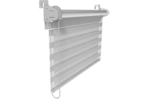 Victoria M. Store Enrouleur Double- Translucide & Occultant Jour Nuit Montage par Serrage sans Percer pour Fenêtre Et Porte avec Chaînette, 55 x 150 cm Gris