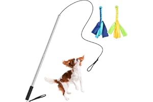 Zttark Flirt Pole for Dogs Outdoor Funny Interactive Dog Toys,Extendable Teaser Wand Pet Flirt Stick Outdoor Interactive Toy for Small Medium Large Dogs Training Pulling Playing Exercise