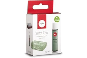 ‎RAYHER Rayher Hobby 34246412 Seifenfarbe, 10 ml, geruchsneutral, 100% vegan, schadstofffrei und ökologisch abbaubar, im wiederverschließbaren Kunststofffläschchen mit Schraubdeckel, gut dosierbar, maigrün