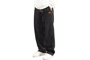 HMIYA Cord Hose Herren Chinohose Regular Weites Bein Hosen Mode Freizeithose Baumwolle Elastische Taillemit Taschen