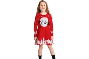 SMILING PINKER Robe Filles Pull À Manches Longues Tricoté Noël Sweater Robes Renne Patronage