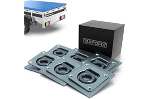 Tarpofix® Occhielli di ancoraggio per rimorchio con contropiastre (6 pz) | Robusti ganci con una forza di trazione testata di 800 daN per gancio di ancoraggio | Occhielli di fissaggio zincati