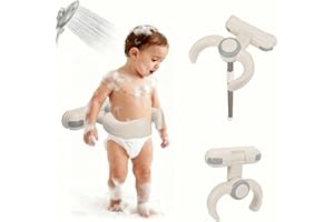 Brolteja Supporto Doccia Bambini In Piedi,Supporto Pieghevole per Vasca da Bagno,montaggio a parete, senza fori, Altezze Regolabili per 6-36 Mesi, Stand Da Viaggio per Doccia per Bambini