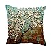 Produktbild Corlorfulworld super weich dreidimensionale Malerei Bäume Blumen Baumwolle Kissenbezug Kissen Auto Taille Kissenbezug Pillowcase, Cushion Cover Soft and Comfortable Pillow Poly Cotton 45 x 45cm, Machine Washable And Dryable (11)