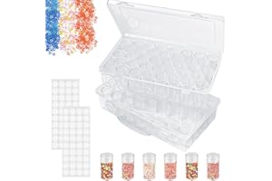 Kleemeiero 2PCS 38Grilles Boîte de Rangement de Broderie Diamant Boite Diamond Painting Rangement Boîte de Rangement Organisateur en Plastique avec Autocollants pour Perles, Fournitures de Décoration