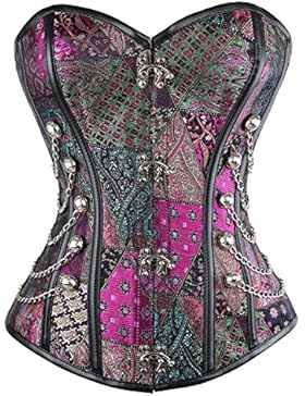Beauty-You Damen Korsett Brokatmuster gotischen Stil Bustier Vintage Korsage Top Steampunk Corsagen top Gothic...