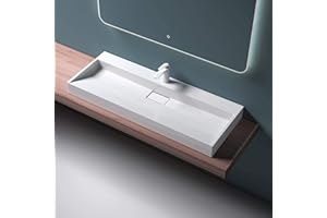 ‎MAI & MAI Mai & Mai Waschbecken Col19 Aufsatz-Waschbecken Hänge-Waschtisch inkl. Ablaufgarnitur Gussmarmor Rechteckig Waschplatz 1-Armaturenloch Breite: 120cm