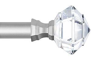 HOTOZON Barras de Cortina de 80-218 cm, Barras Extensibles para Cortinas Nickel, con Pieza Final Transparente en Forma de Diamante, con Soportes, para Salón, Comedor, Cocina y Estudio