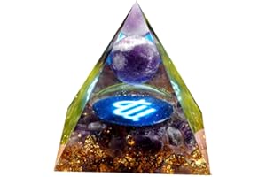 Besorgone Pirámide de orgón, zodiaco, virgo, piedra curativa, esfera de amatista para energía positiva, protección de chakras, reiki, orgonita, pryamidas, regalo de meditación
