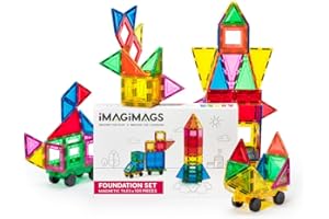 Magnetyczne klocki konstrukcyjne Imagimags, zestaw podstawowy 108 elementów dla chłopców i dziewczynek, edukacyjna i kreatywna zabawa w budowanie, klocki dla małych dzieci, STEM, dla dzi