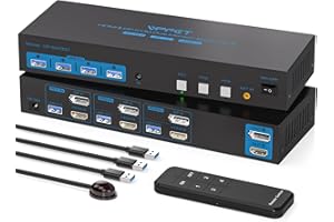 AILVLVNG HDMI Displayport KVM Switch 3 PC 2 Monitor 4K60Hz USB 3.0 KVM-Switches 2 Monitor DP1.4 per 3 PC con 4 dispositivi USB 3.0 per tastiera, mouse, stampante, scanner e U-Disk