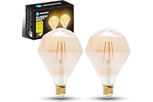 Aigostar - Lampadina LED E27 4W, Luce Calda 1800K, 320 Lumen, Decorativa: Diamante, Lampadina Vintage Tipo Edison Con Filamento, Colore Ambrato, Non dimmerabile, Confezione da 2 Pezzi