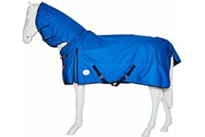 Horse Master Combo Turnout Rug - ‎200g Mediumweight Breathable Waterproof Sheet - 600 Denier Horse Blanket with Full Neck Protection (5'9", Cobalt Blue)