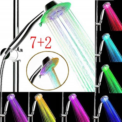 NALEDI Bathroom Handheld Colorful LED Shower Head with 2 Water Setting ,7 Colors Changing Fast Flashing Rainbow Showerhead for Home, Hotel, Spa