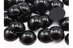 ALLSTARCO 13mm Jet Black .JT Flat Back Acrylic Cabochons Plastic Gems for Crafts Costume Embelishments Card Making Jewels Jewelry Making Supplies Cosplay Jewels - 50 Pieces