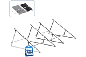 RHEIN BELEUCHTUNG Verstärkte Stabilität Solarpanel Halterung Strukturell Verbessert Solarmodul Halterung Balkonkraftwerk 118cm für Solarpanel 100W-600W, Winkel Einstellbar 0-90° für Dachhalterungen Solarmodule 2 Paar